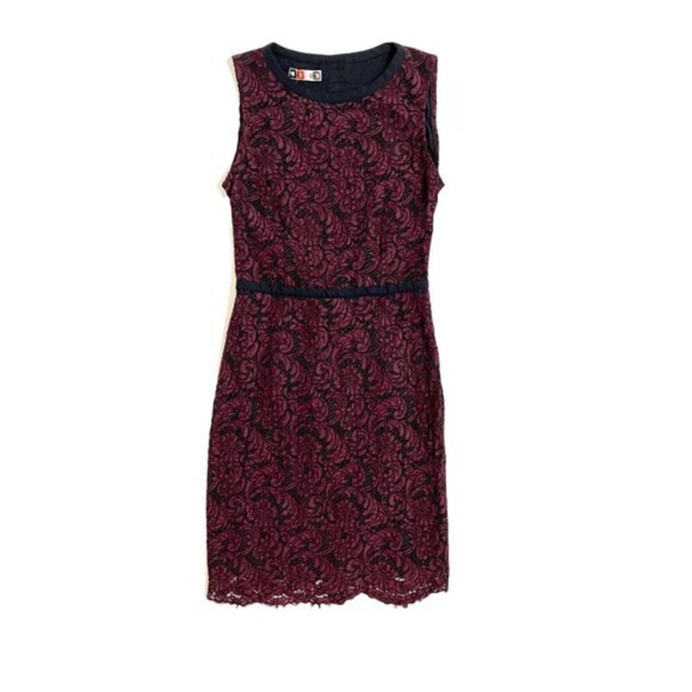 MSGM Lace Dress Floral Burgundy Sleeveless Cocktail Dress SZ 44 IT 8 US